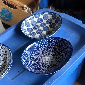 Blue and White Patterned Bowls
